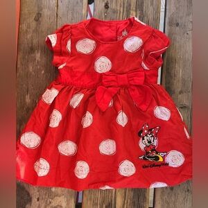DISNEY SZ 3M VGUC RED w/ WHITE DOT MINNIE ❤️  aplique s/s dress